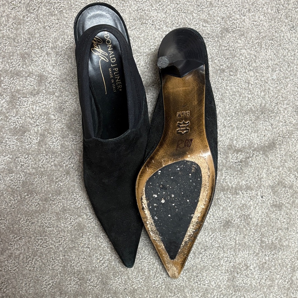 Donald J. Pliner Black Suede Mules - Picture 2 of 2